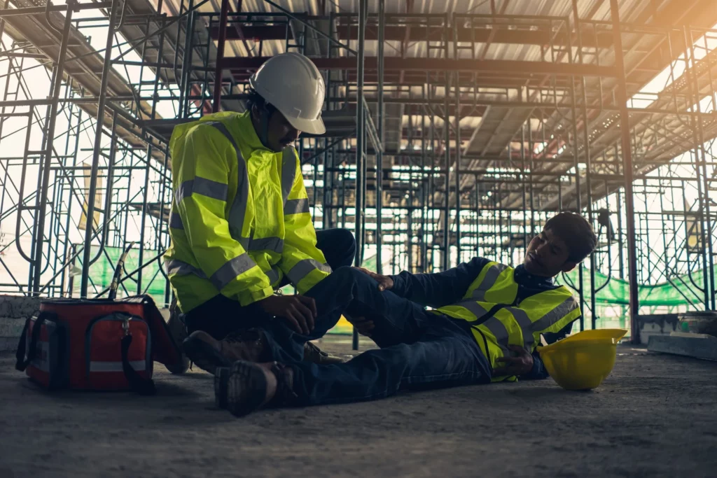 A construction worker who has been injured on the job and needs to hire a construction accident attorney in Kansas City.